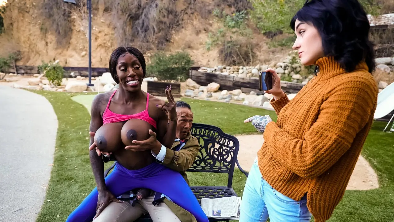 Nasty Old Bench Flasher Meets Thirsty Jogging Nymph (Brazzers 2022)