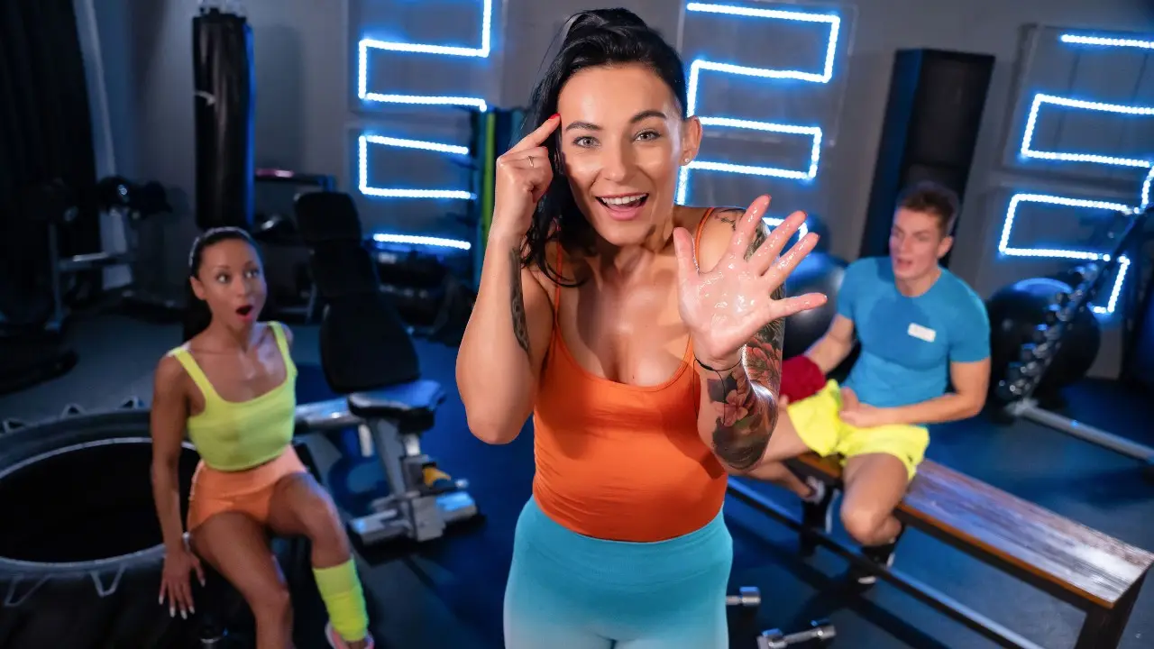 Big cock gym threesome with babes (SexyHub 2024)